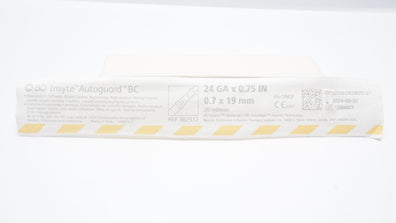 BD 382512 Insyte Autoguard BC Shielded IV Cath. 24GA x 0.75inch 20mL/min (x)